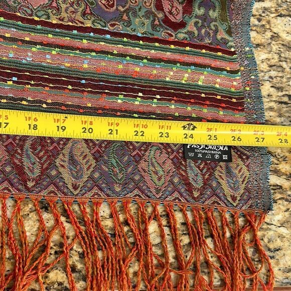 Pashmina Fringe Hem Multi-Print Long Scarf - Picture 4 of 5